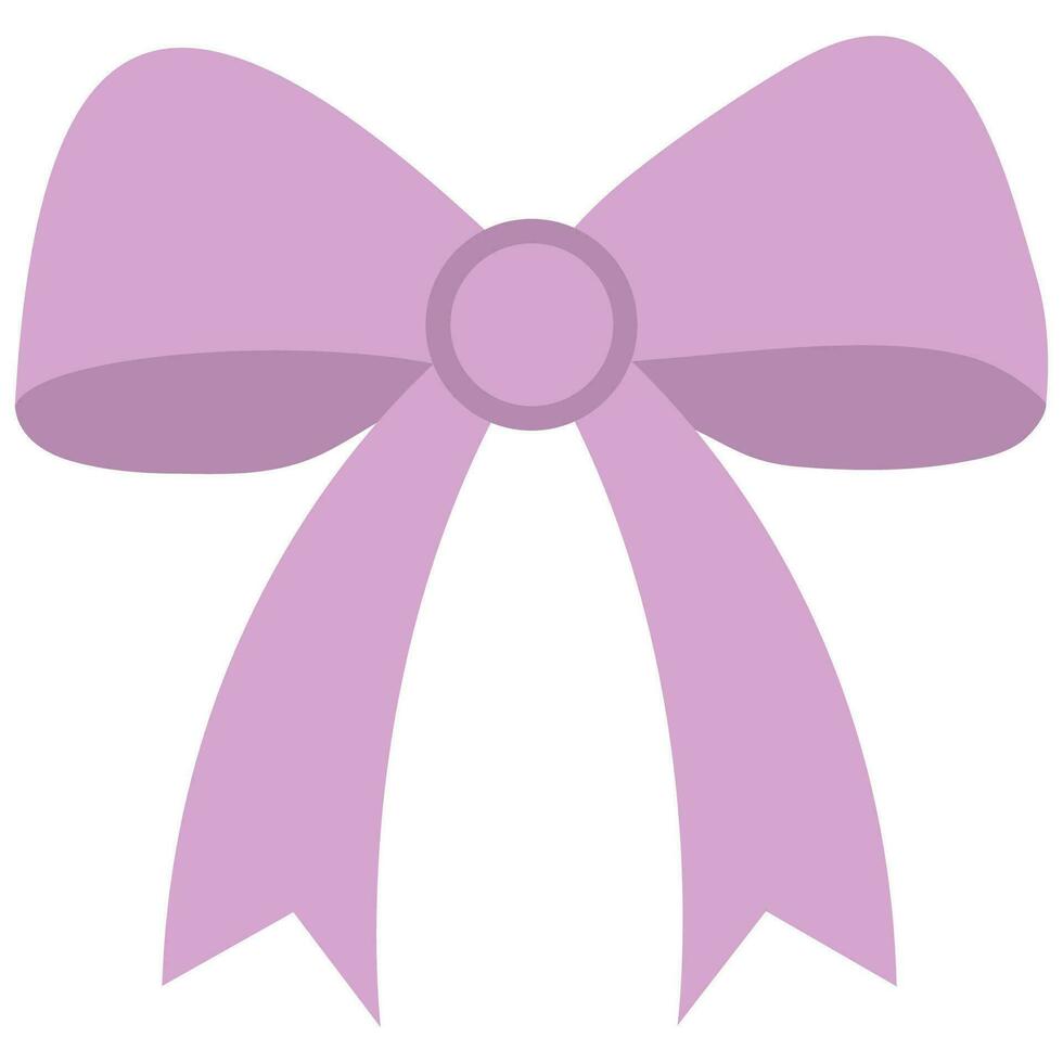 Pink bow drawn in flat style isolated on white background. vector