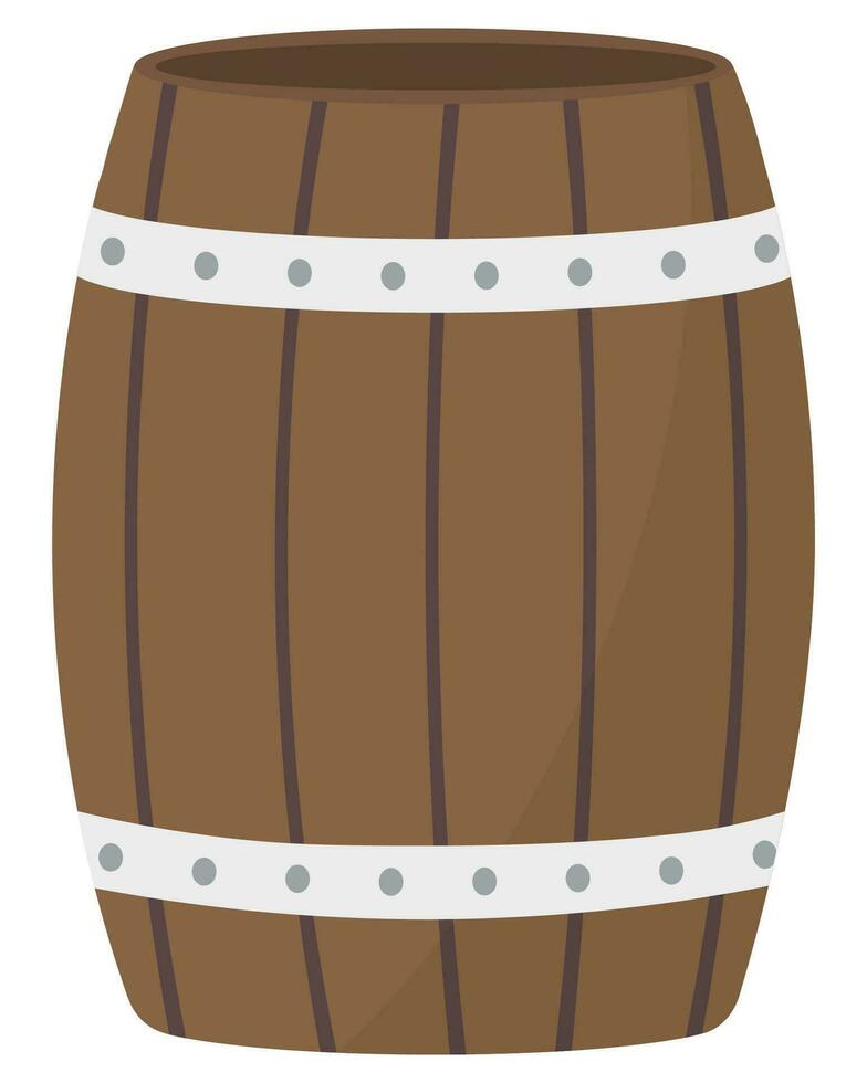 Flat illustration of wood barrel icon isolated on white background. vector