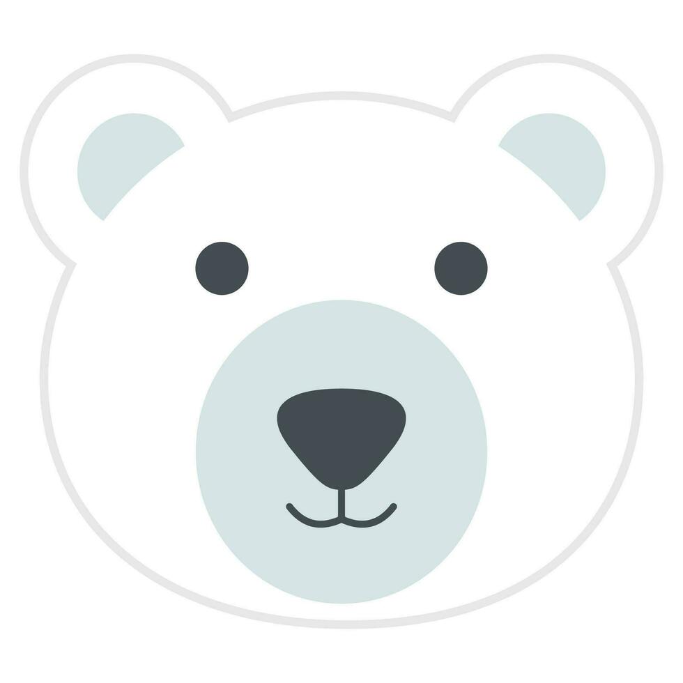 Cute polar bear face animal cartoon icon white background vector illustration.