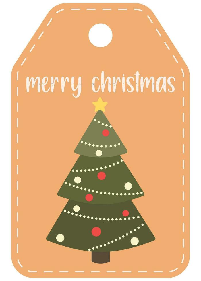 Christmas and new year greeting tag isolated on white background vector