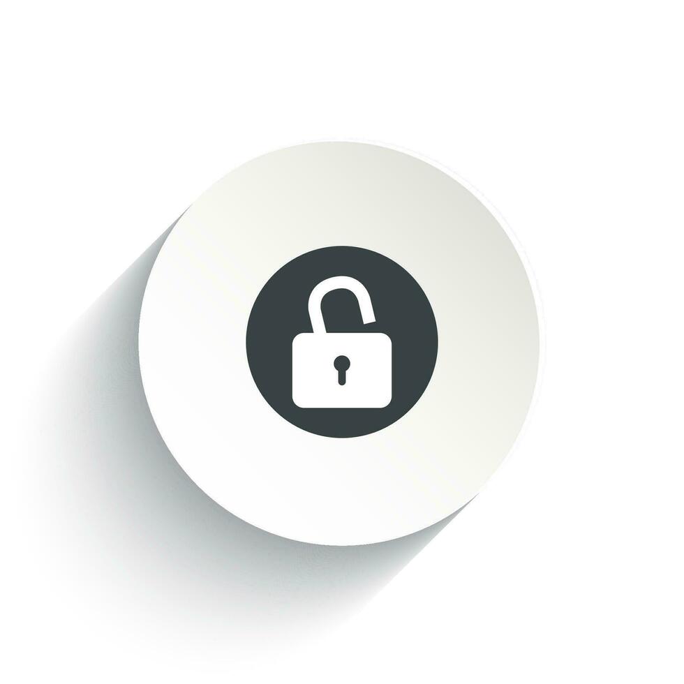 An icon padlock with the circle background plus the shadow behind of it. vector