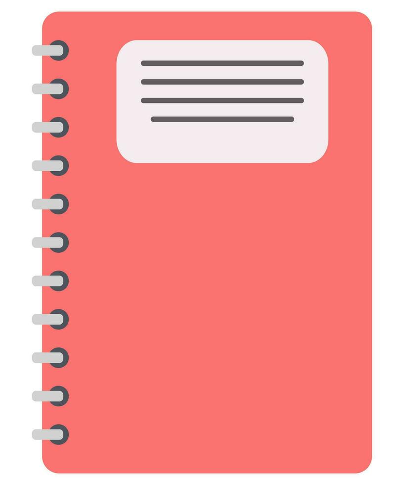 Red notebook isolated on white background. vector
