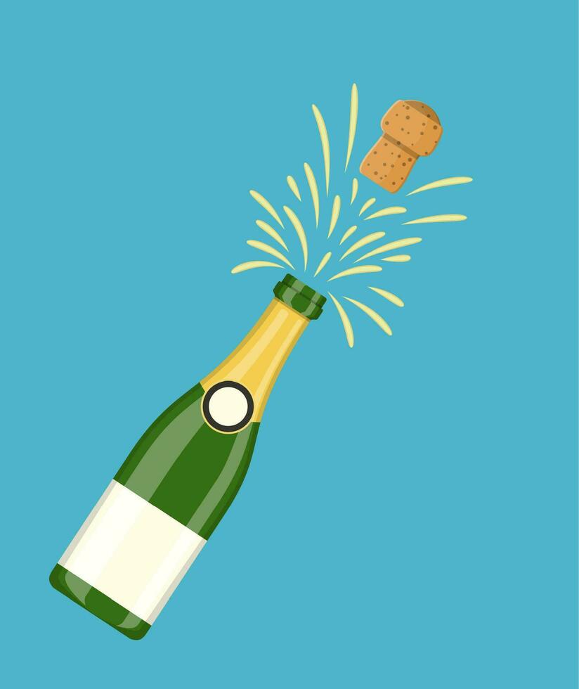 Bottle of champagne explosion vector