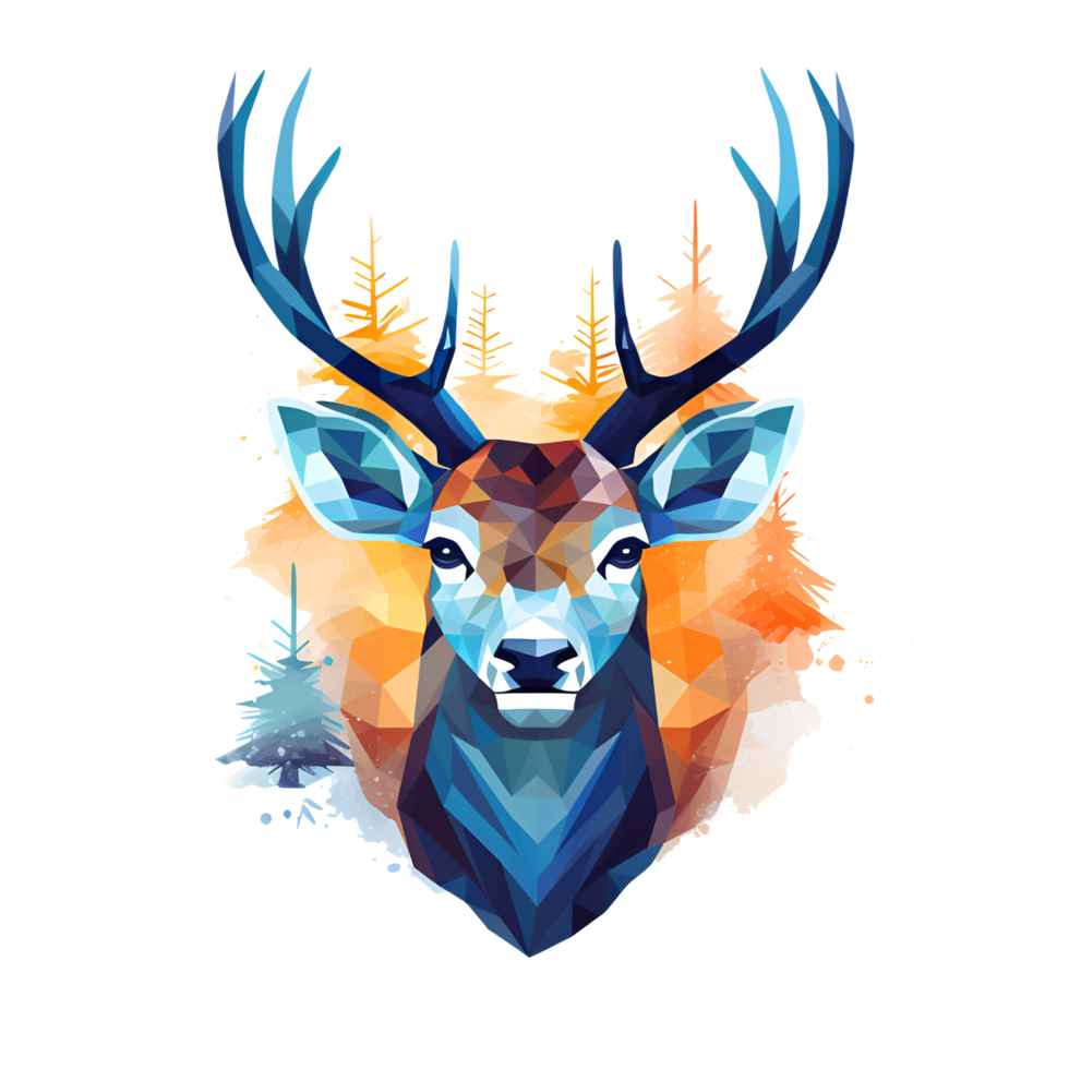 AI generated Artistic Style Cartoon Reindeer Illustration logo No Background Perfect for Print on Demand Merchandise png