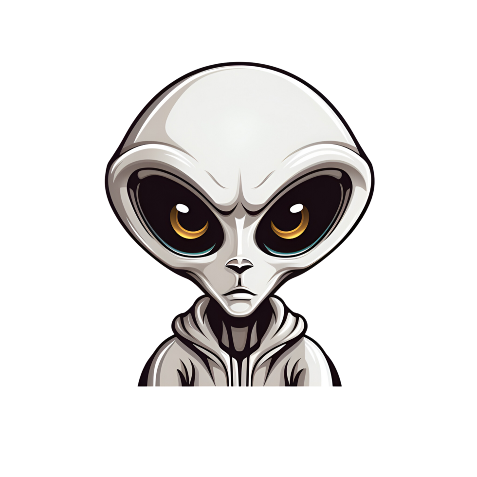 AI generated Alien Illustration Logo Cartoon Style No Background Perfect for Print on Demand Merchandise png