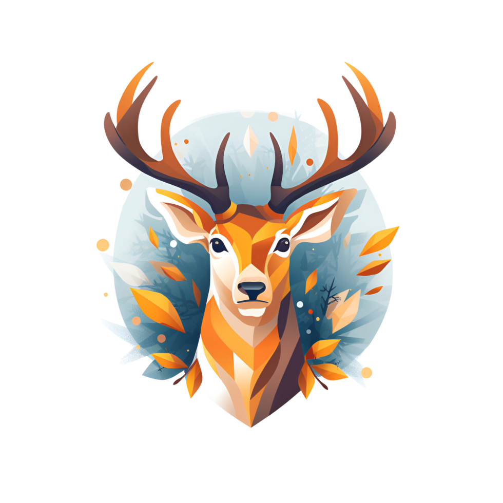 AI generated Artistic Style Cartoon Reindeer Illustration logo No Background Perfect for Print on Demand Merchandise png