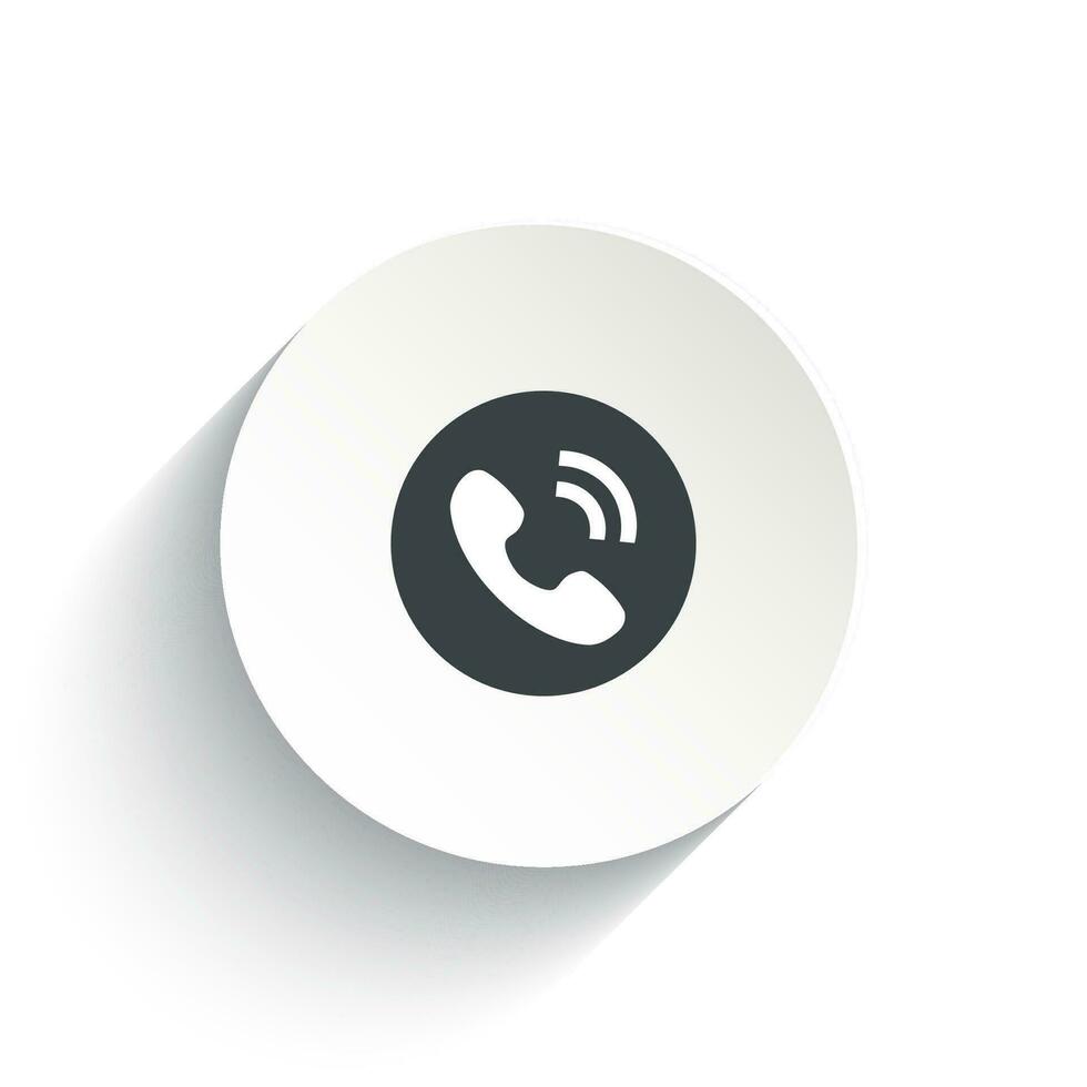 An icon ringing phone with the circle background plus the shadow behind of it. vector