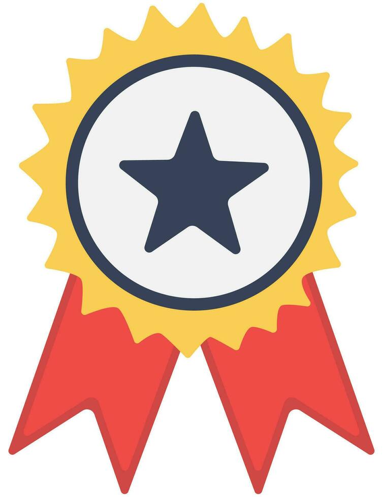Winner medal with star icon and ribbon isolated on white background. vector