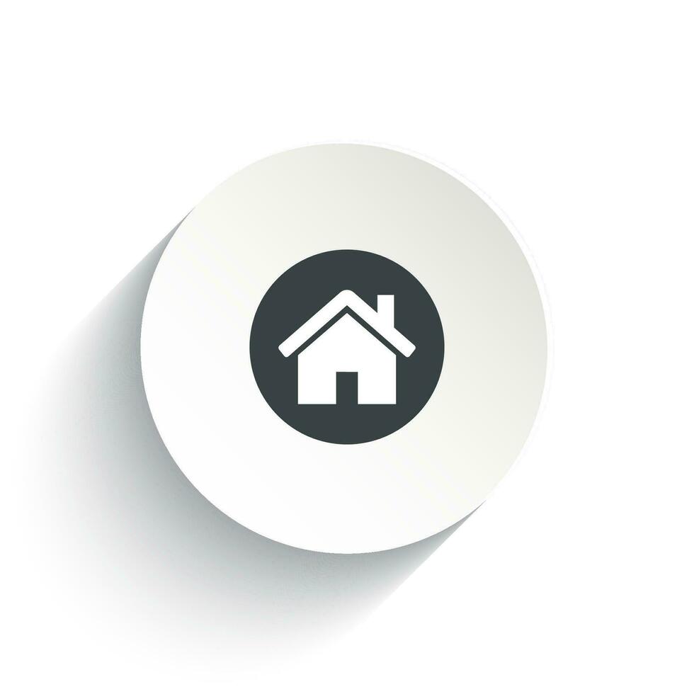 An icon home with the circle background plus the shadow behind of it. vector