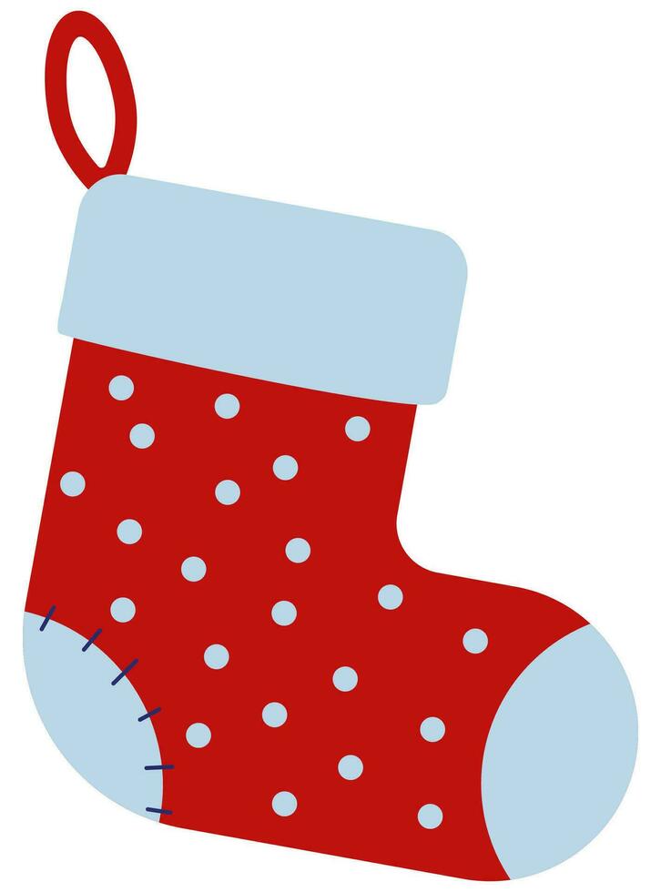 Christmas sock in flat design isolated on white background. vector