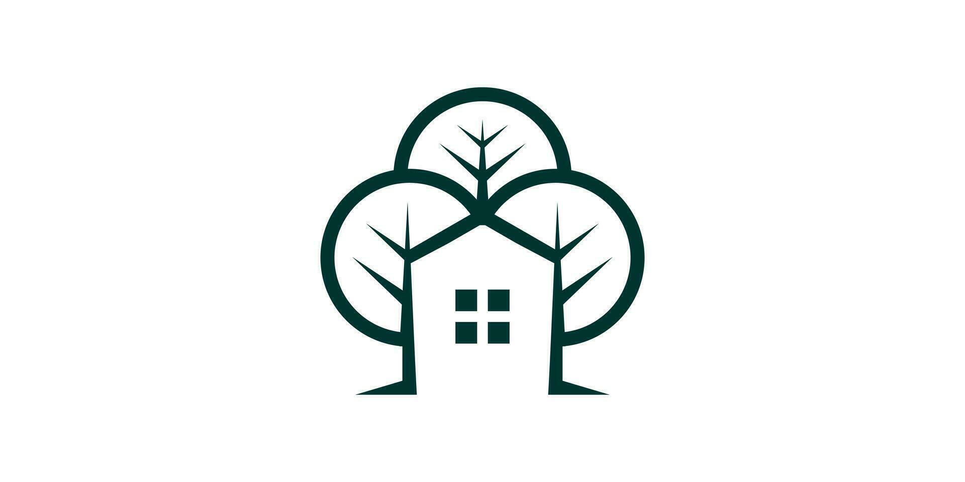 logo design combination of tree shape with house, icon, vector, symbol. vector