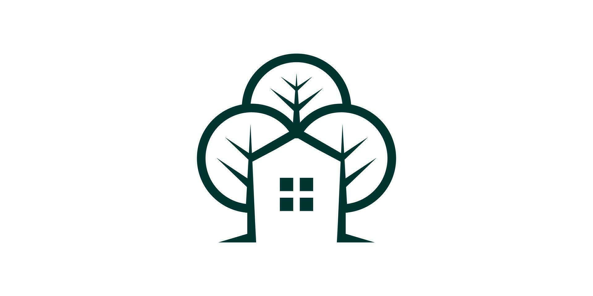 logo diseño combinación de árbol forma con casa, icono, vector, símbolo. vector