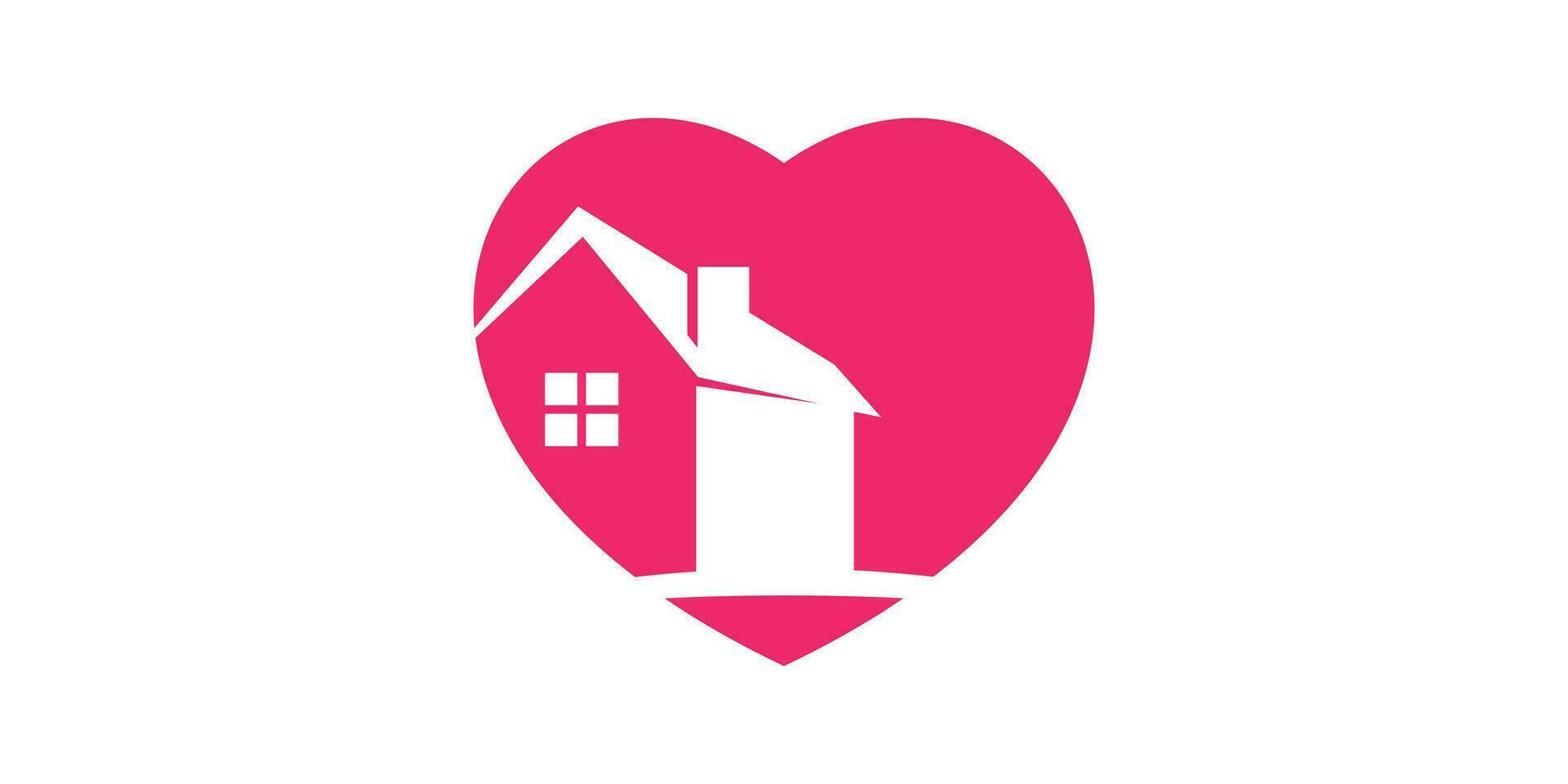 logo combination of love shape with house, residence icon, vector, symbol. vector