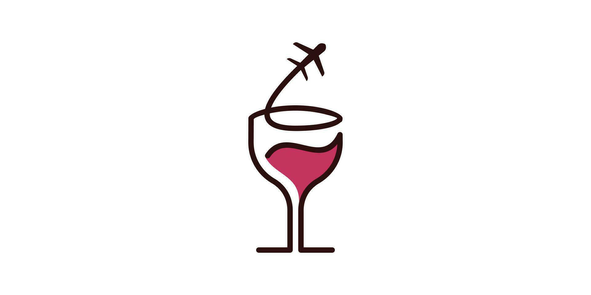 logo diseño combinación de vino vaso forma con avión, icono, vector, símbolo. vector