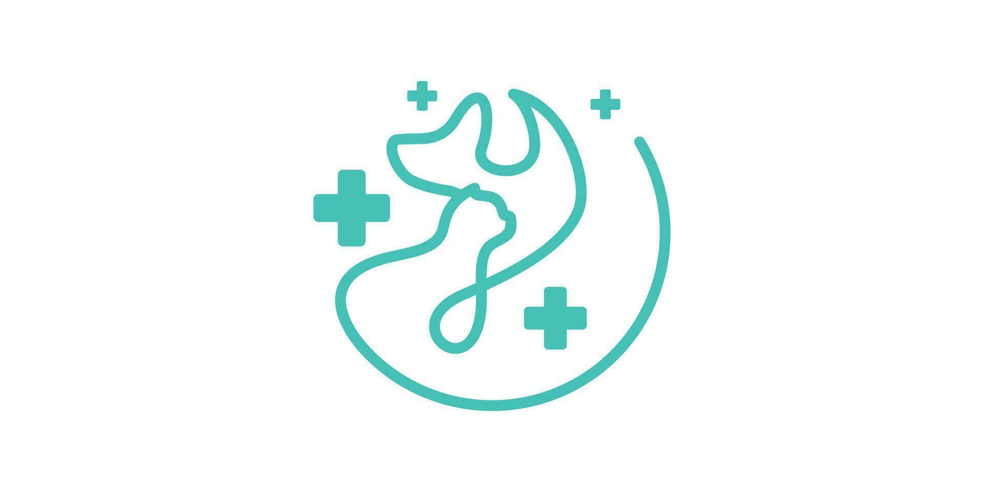 pet health logo design, with pet shape elements with plus hands. vector