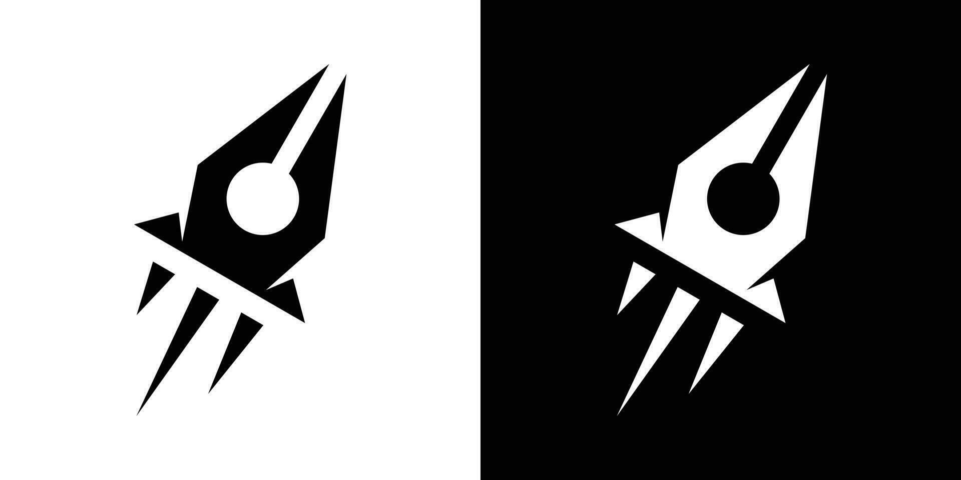 logo combination of pen shape with rocket, icon, vector, symbol. vector