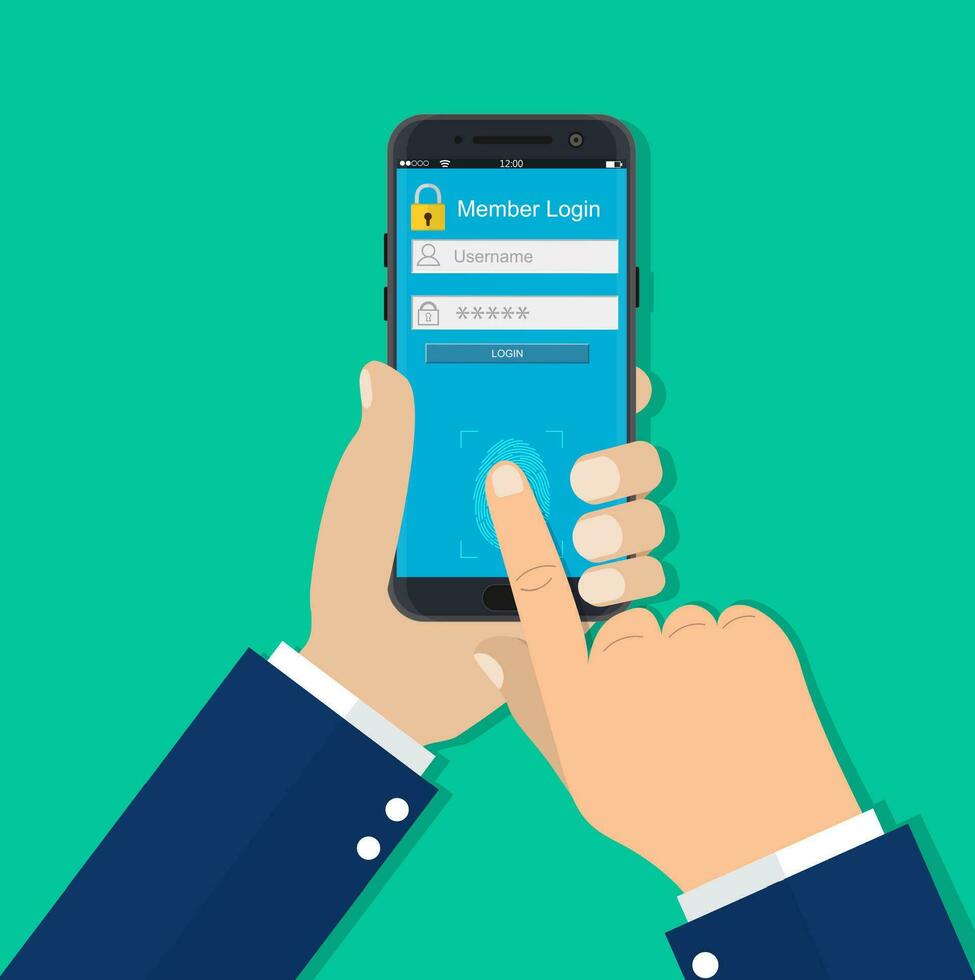 manos con teléfono inteligente desbloqueado vector