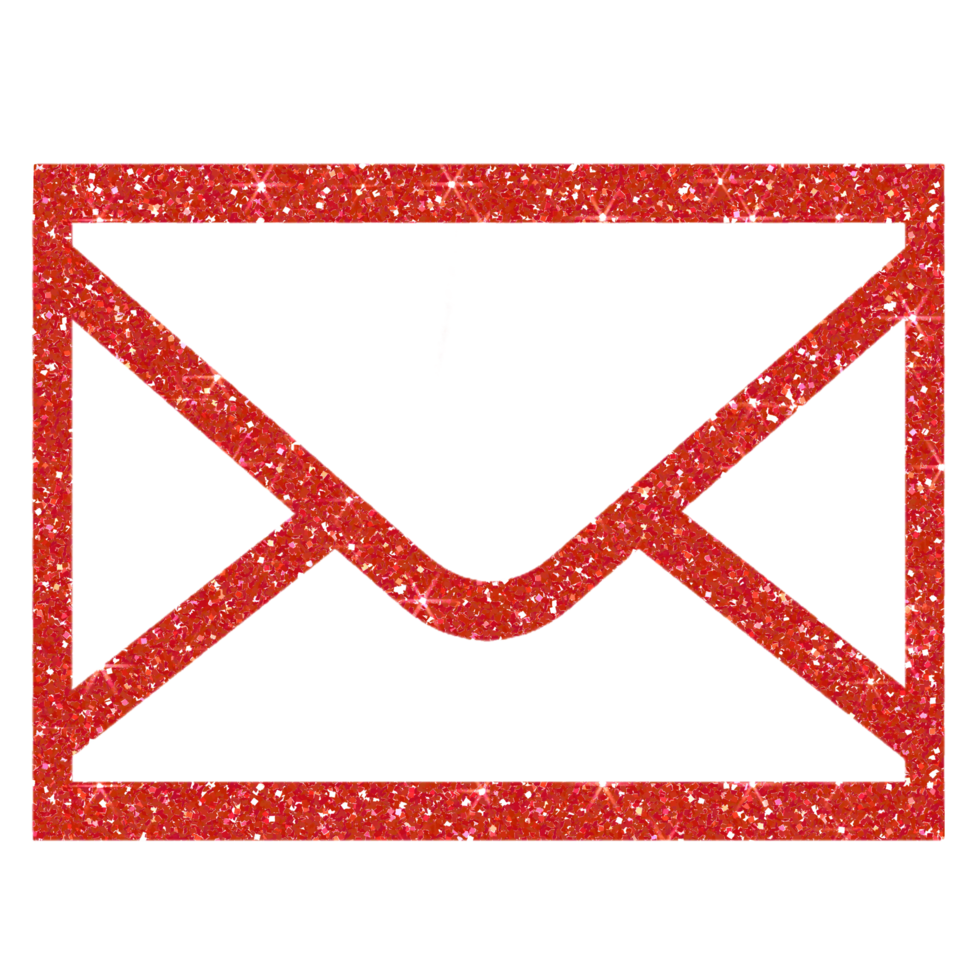 Red glitter envelope on transparent background.Envelope icon, Mail icon. Design for decorating,background, wallpaper, illustration png
