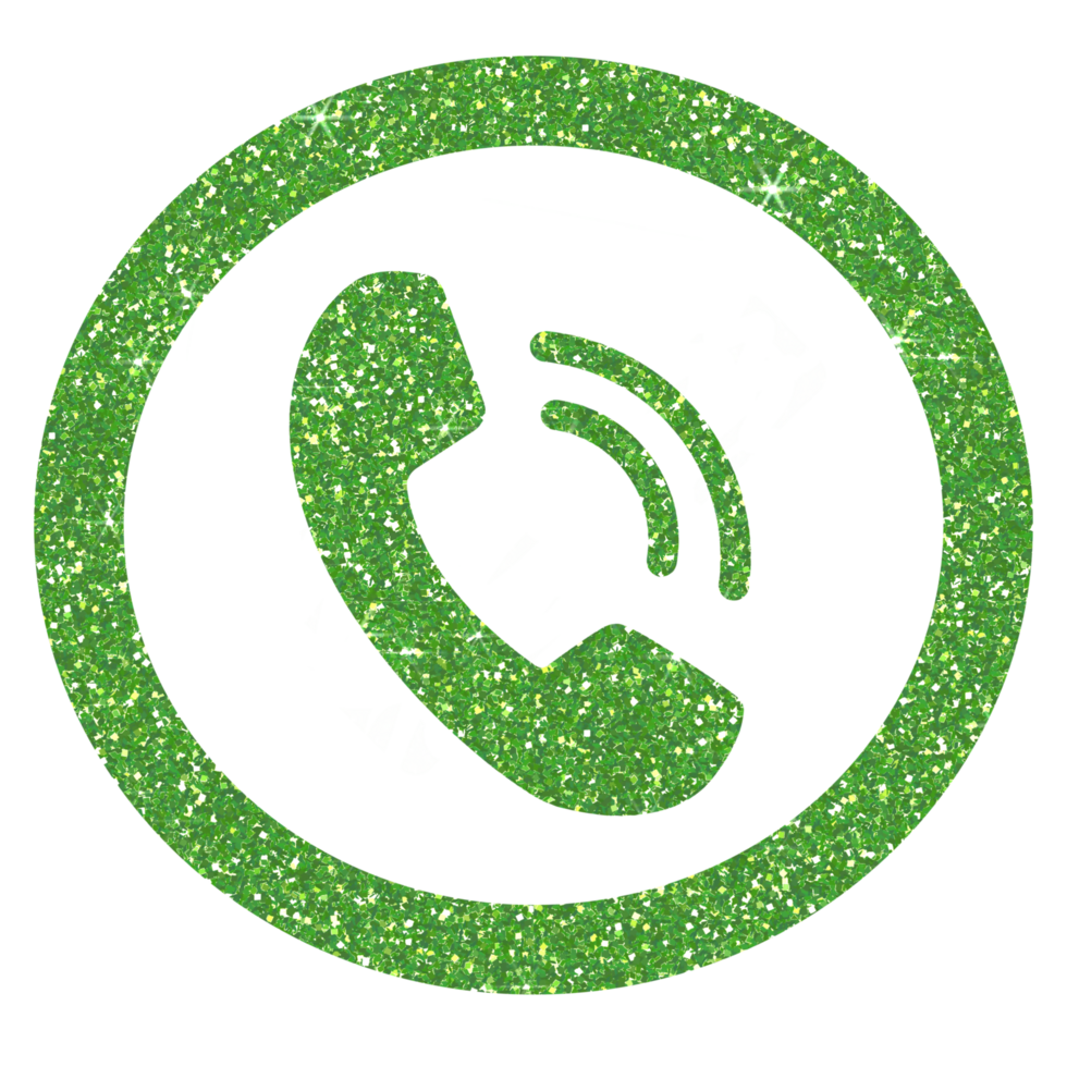 Green glitter phone icon. Telephone call sign. Contact icon phone mobile call. png