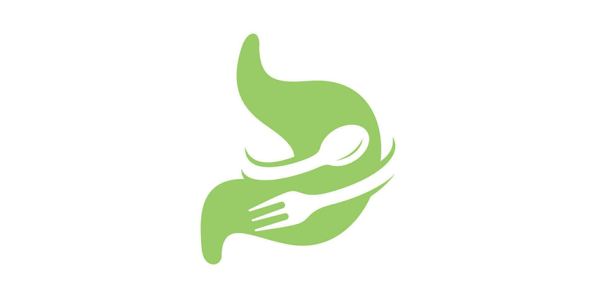 logo design combination of stomach shape with spoon and fork, icon, vector, symbol. vector