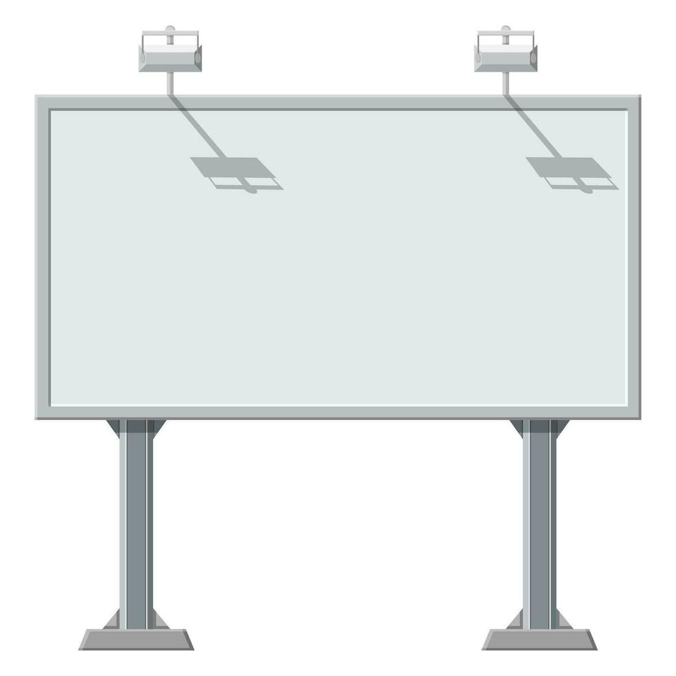 Large blank, empty, white billboard screen, isolated on white background, for your advertisement and design. Vector illustration in flat style