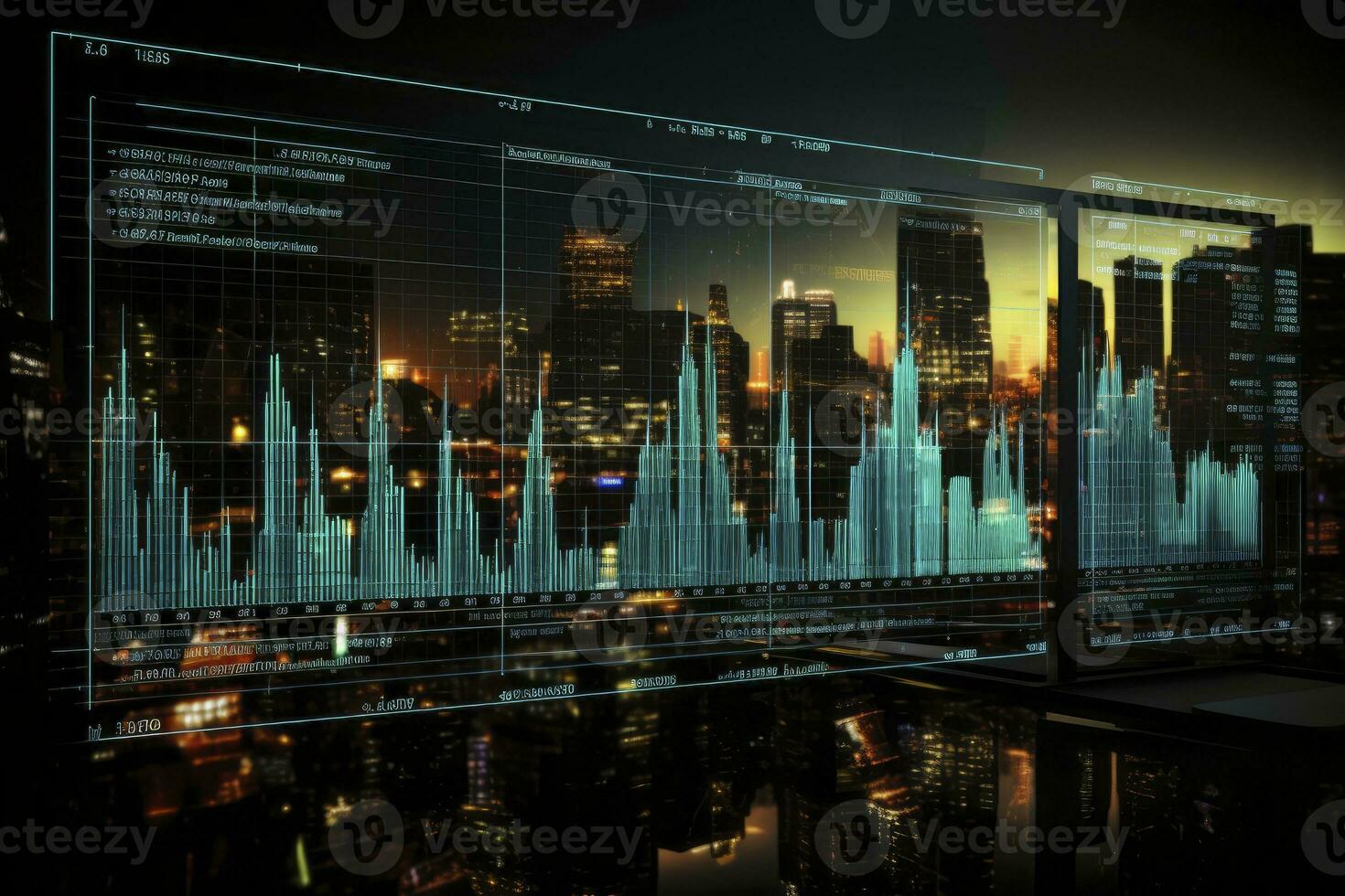 AI generated Digitally Generated Currency and Exchange Stock Chart for Finance and Economy Based Computer Software and Coding Display. AI Generated photo