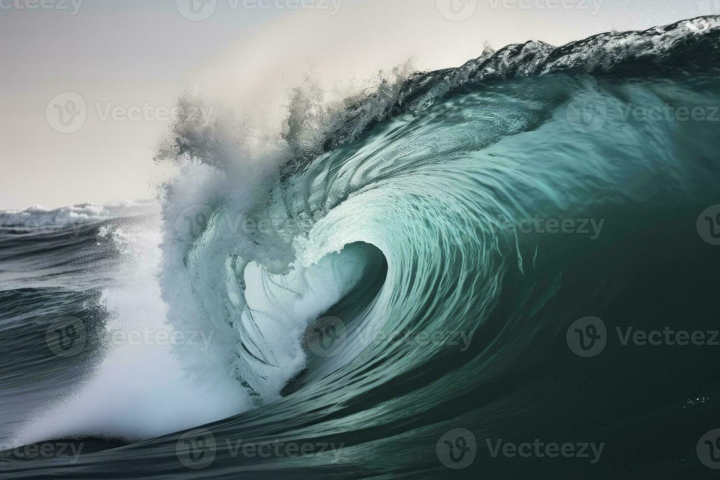 AI generated Extreme close up of thrashing emerald ocean waves. AI Generated photo