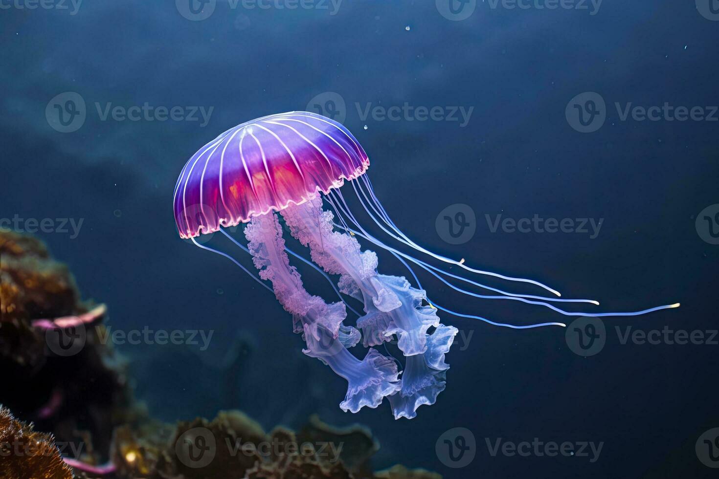 AI generated Mauve stinger purple jellyfish. AI Generated. photo