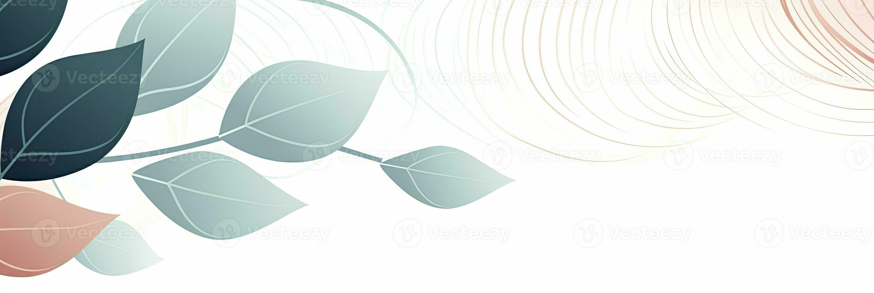 AI generated Minimalist abstract background with outline leaves. AI Generated photo