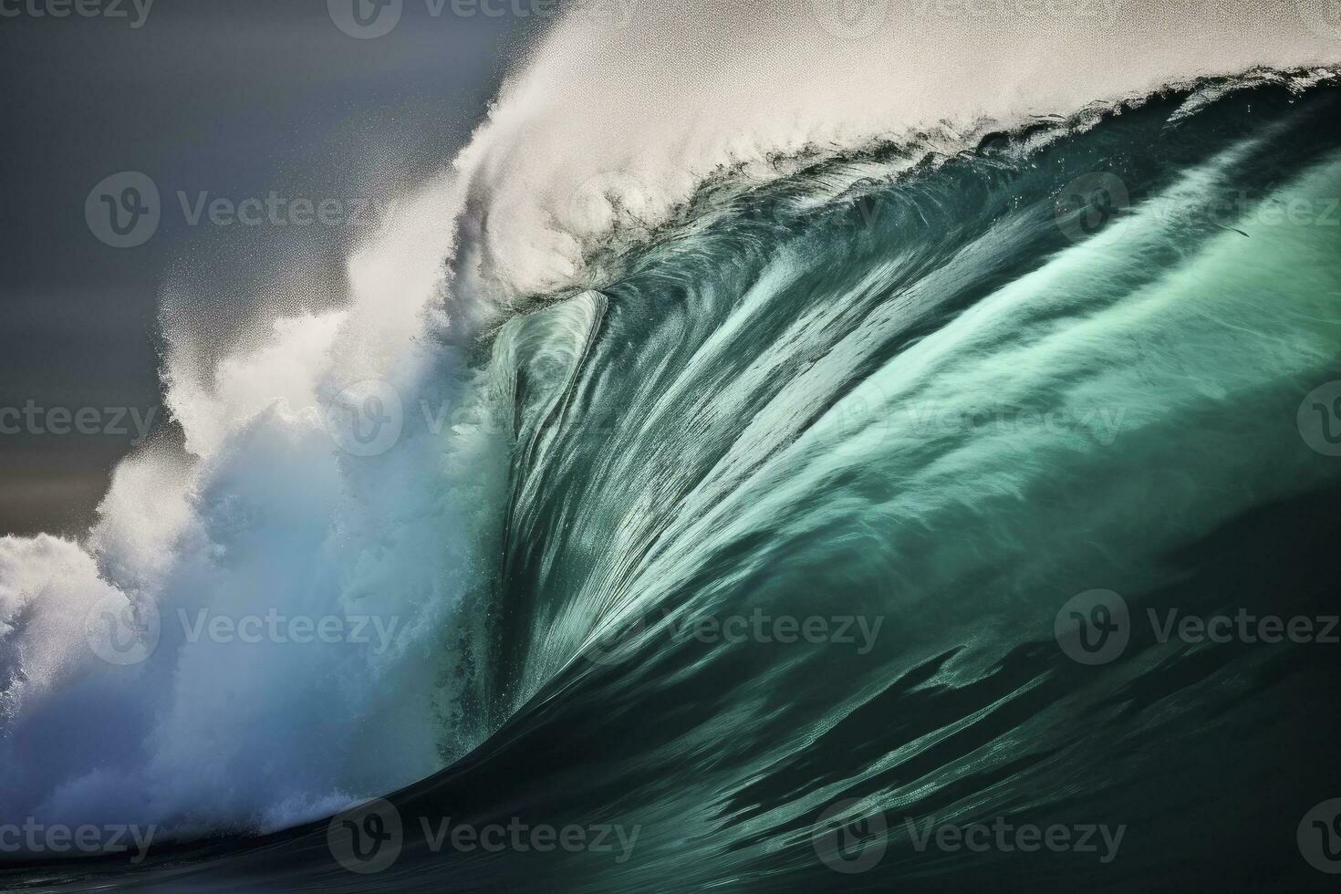 AI generated Extreme close up of thrashing emerald ocean waves. AI Generated photo