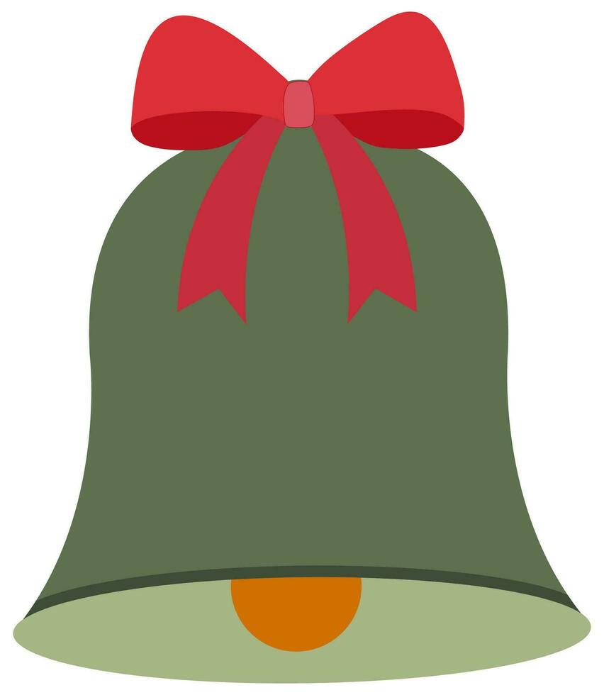 dorado Navidad campana con rojo arco Corbata aislado en blanco antecedentes. vector