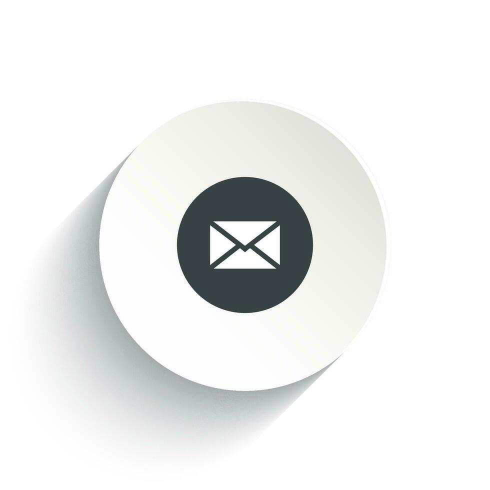 An icon envelope with the circle background plus the shadow behind of it. vector