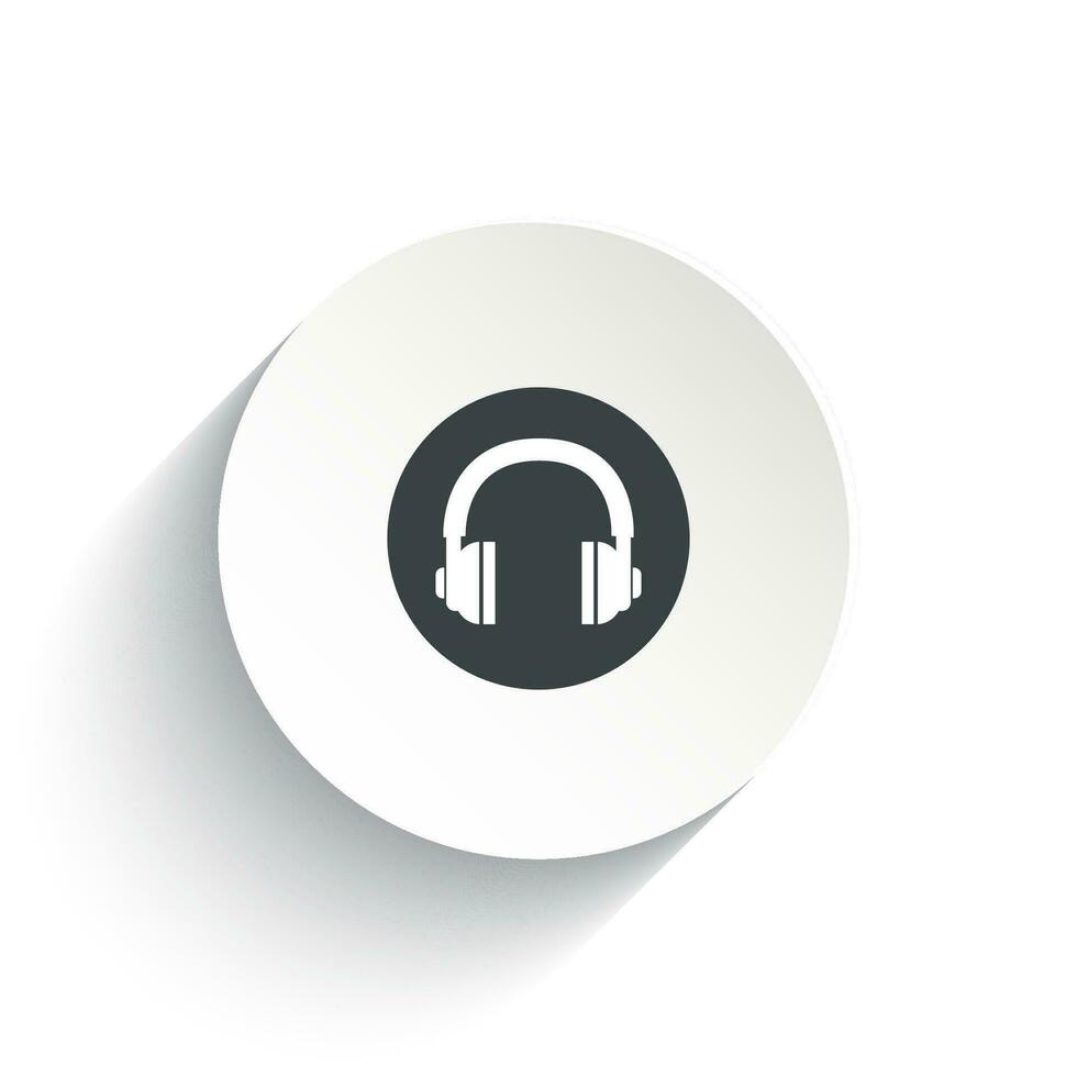 An icon headphone with the circle background plus the shadow behind of it. vector