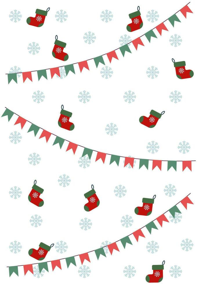 Seamless christmas decoration pattern isolated on white background. vector