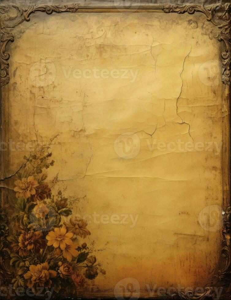 AI generated Sheet of vintage yellowed paper. AI Generated photo
