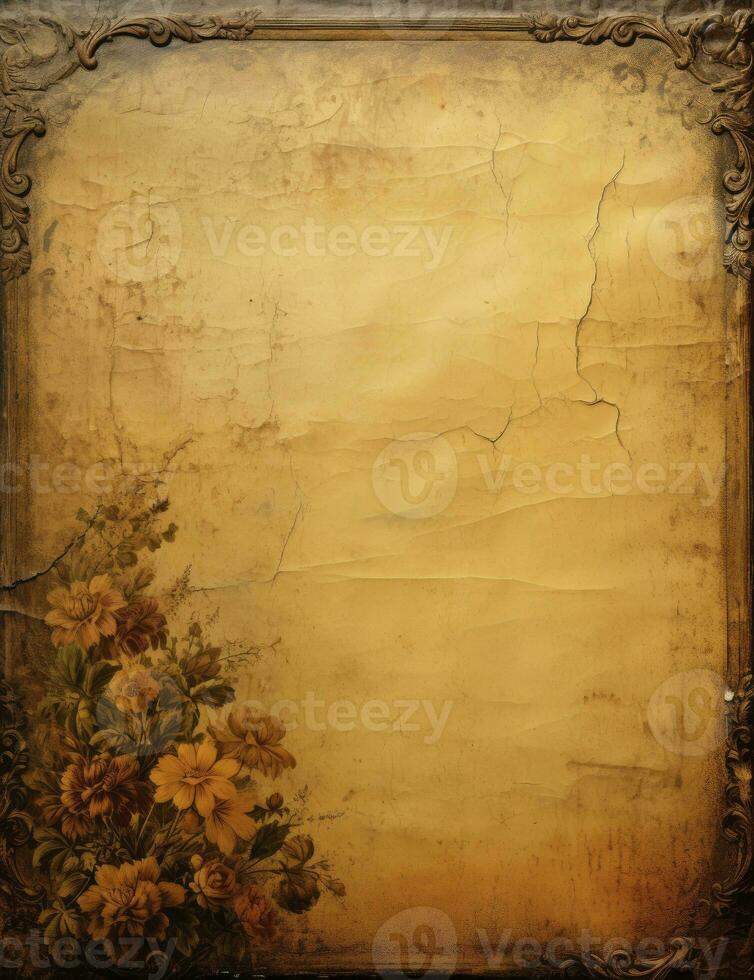 AI generated Sheet of vintage yellowed paper. AI Generated photo