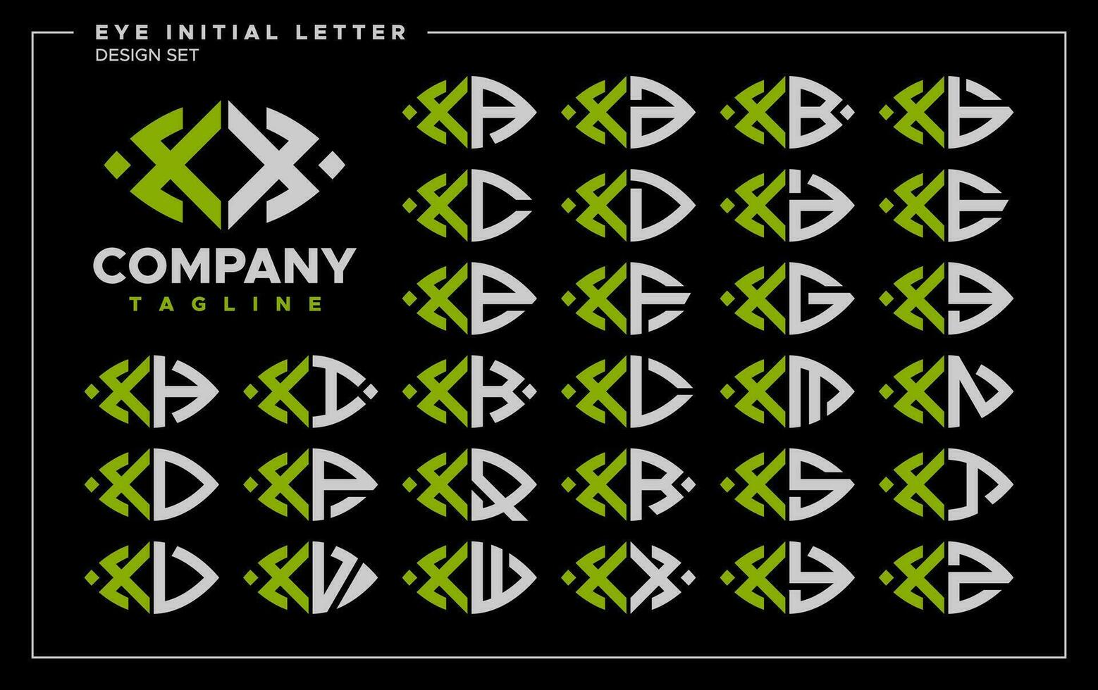 Bundle of line abstract eye or leaf letter X XX logo design vector