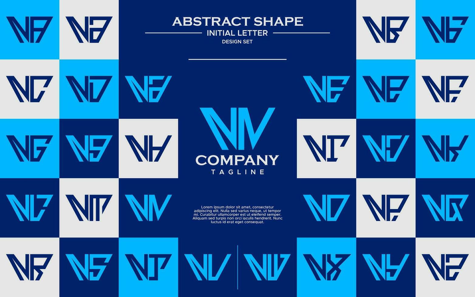 Modern line abstract trapezium letter N NN logo design set vector