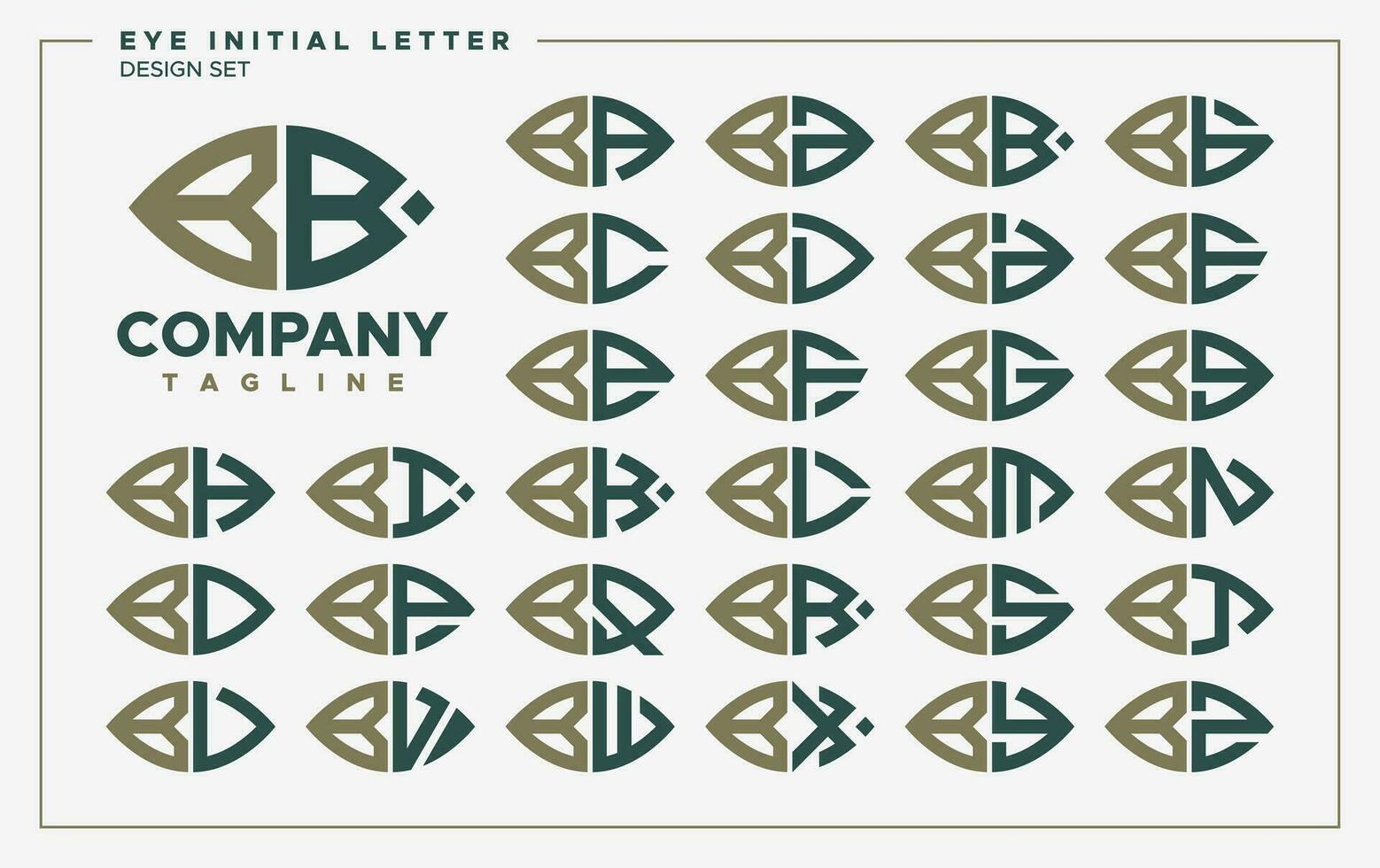 Luxury line eye or leaf shape letter B BB logo design set vector