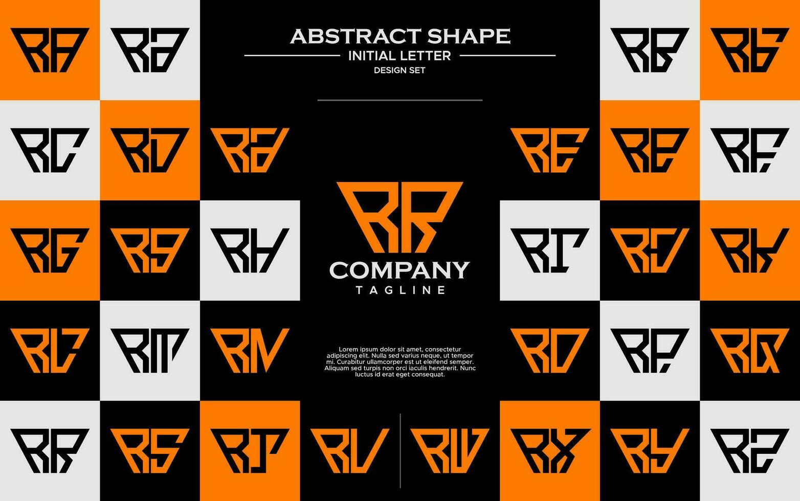 conjunto de sencillo trapezoide forma letra r rr logo diseño vector
