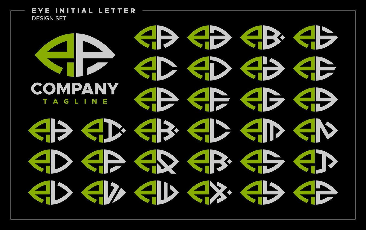 Bundle of line abstract eye or leaf letter P PP logo design vector