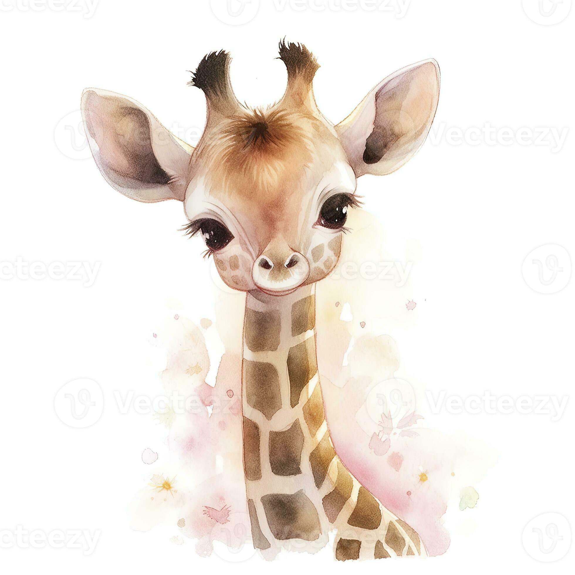 AI generated Watercolor Baby Giraffe. AI Generated 35885759 Stock Photo
