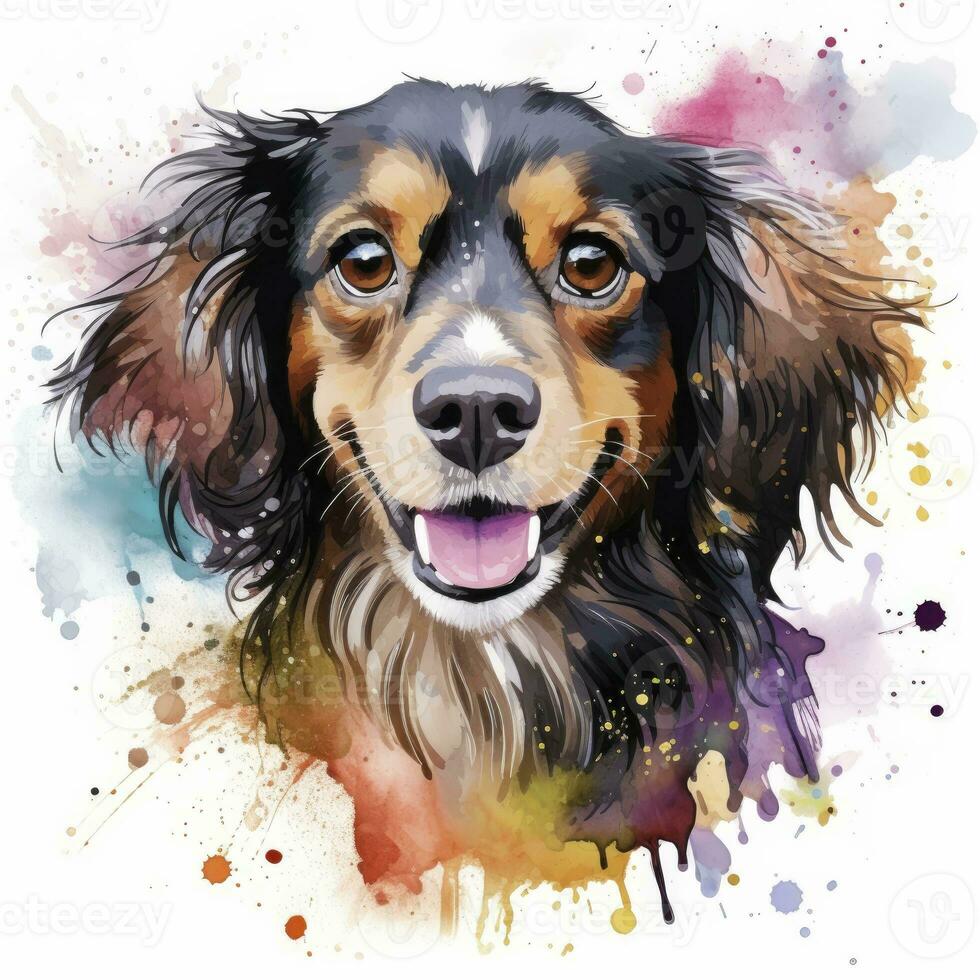 AI generated Watercolor dog clip art on white background. AI Generated photo