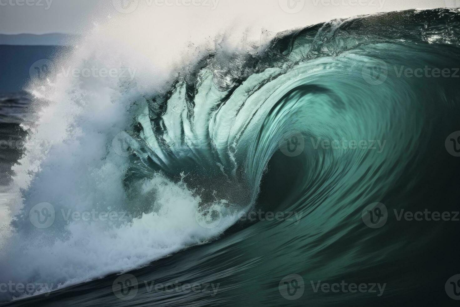 AI generated Extreme close up of thrashing emerald ocean waves. AI Generated photo