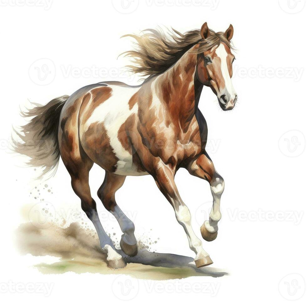 AI generated Horse running in watercolor design. AI Generated photo