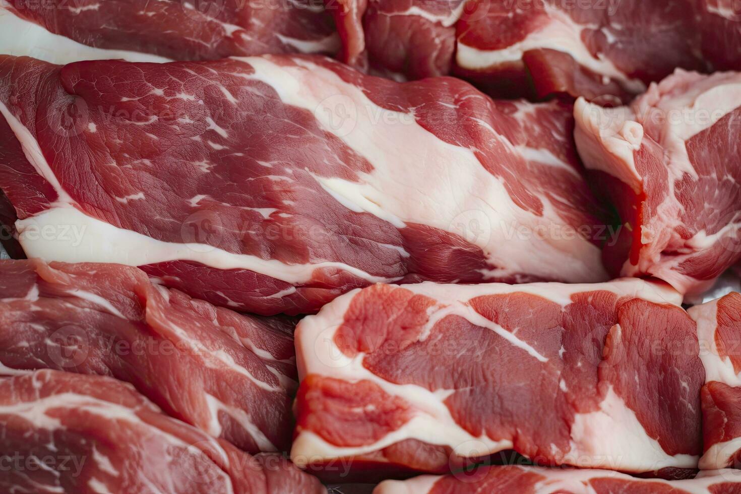 AI generated Macro shot of pork meat. Meat textured background. Beef steak is raw and juicy. AI Generated photo