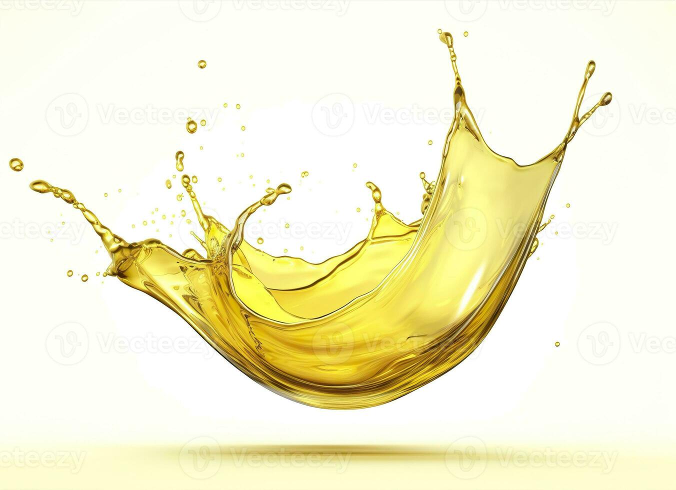 AI generated Olive or engine oil splash, cosmetic serum liquid isolated on white background. Generative AI photo