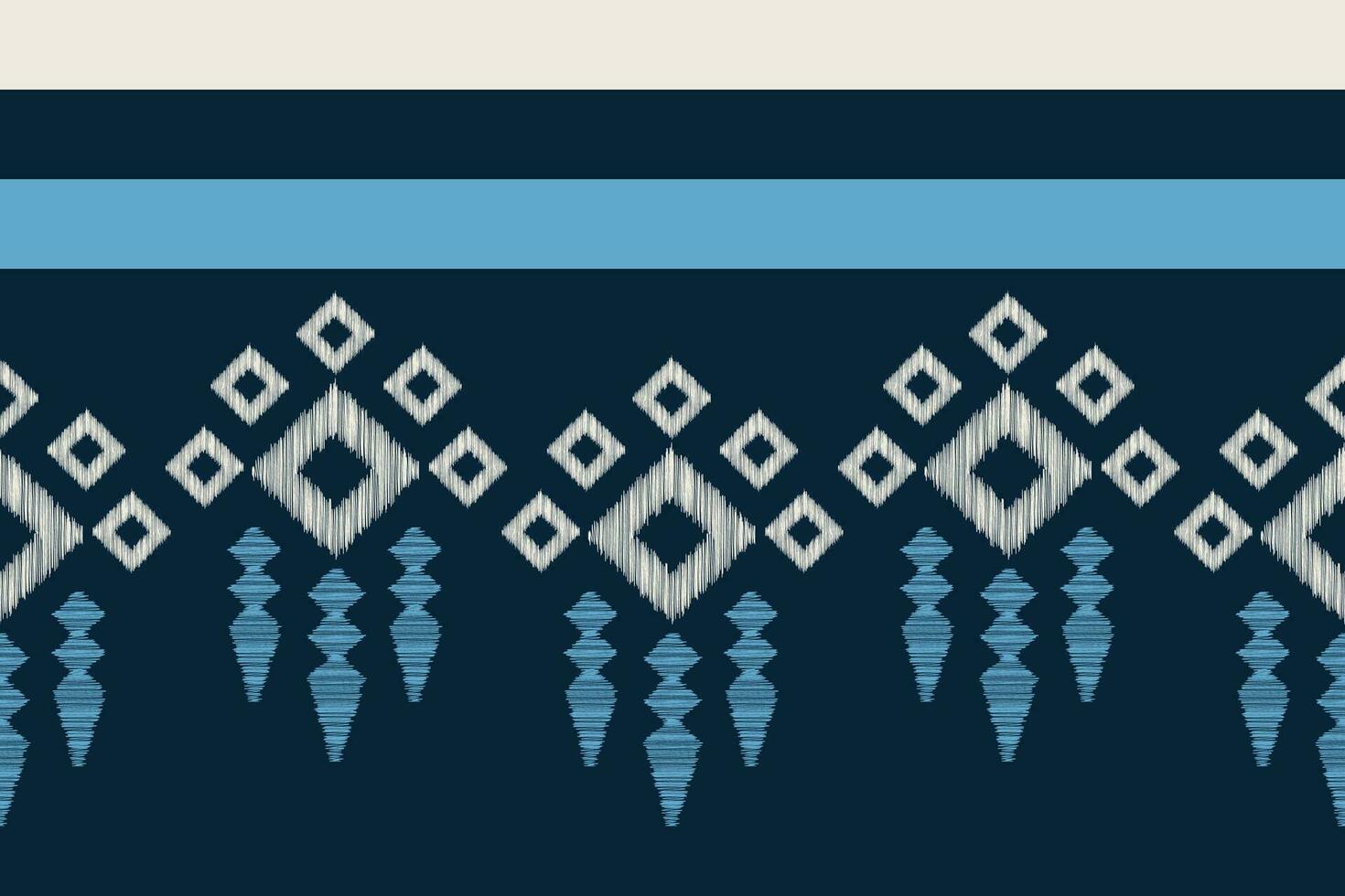 Ethnic Ikat fabric pattern geometric style.African Ikat embroidery Ethnic oriental pattern blue background. Abstract,vector,illustration.Texture,clothing,frame,decoration,motif. vector