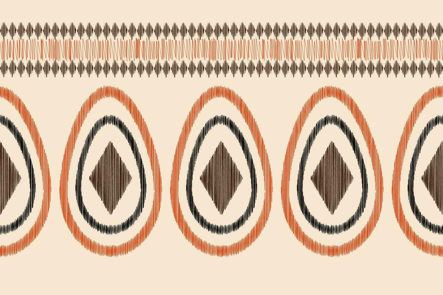 Ethnic Ikat fabric pattern geometric style.African Ikat embroidery Ethnic oriental pattern brown cream background. Abstract,vector,illustration.Texture,clothing,frame,decoration,carpet,motif. vector