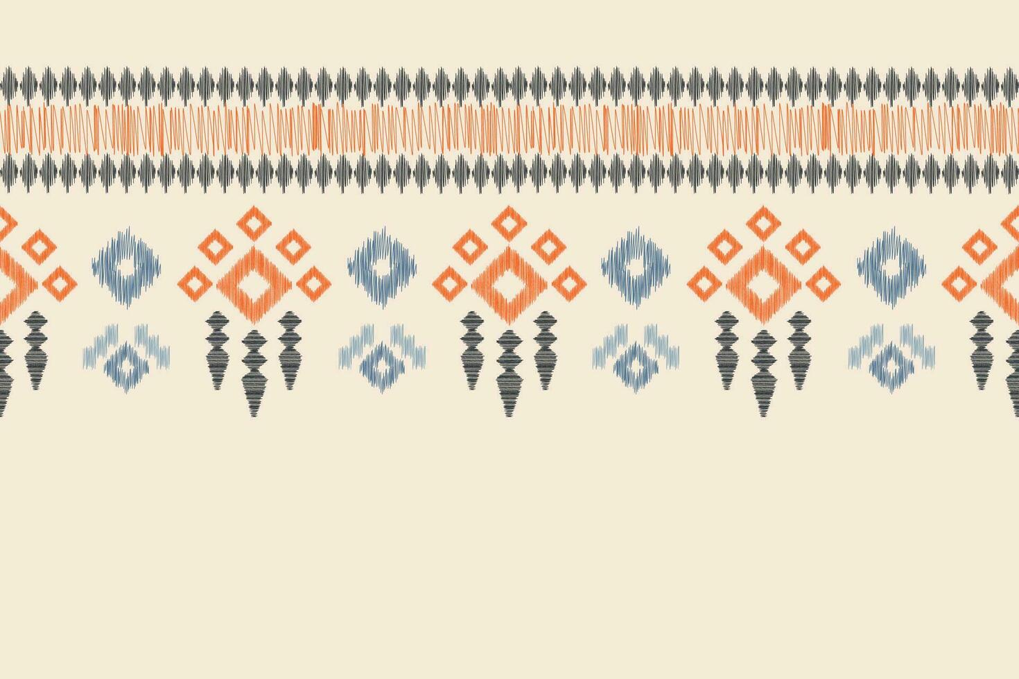 Ethnic Ikat fabric pattern geometric style.African Ikat embroidery Ethnic oriental pattern brown cream background. Abstract,vector,illustration.Texture,clothing,frame,decoration,carpet,motif. vector